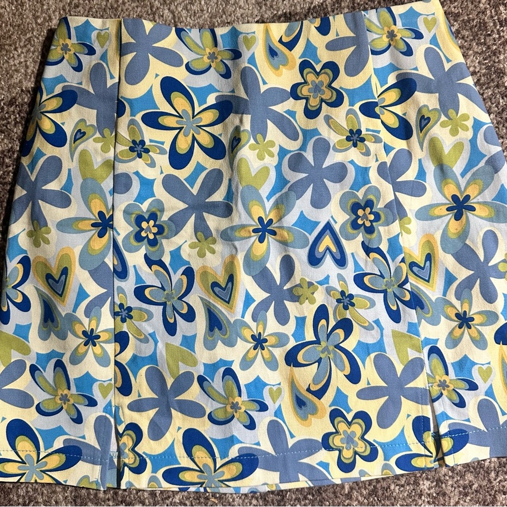 Love on a Hanger Floral Mini Skirt - Blue and Yellow